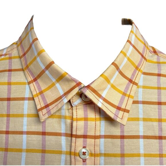 Geoffrey Beene‎ Shirt Short Sleeves Collared Plaid Cotton Men XL Button Up Logo - Picture 2 of 12